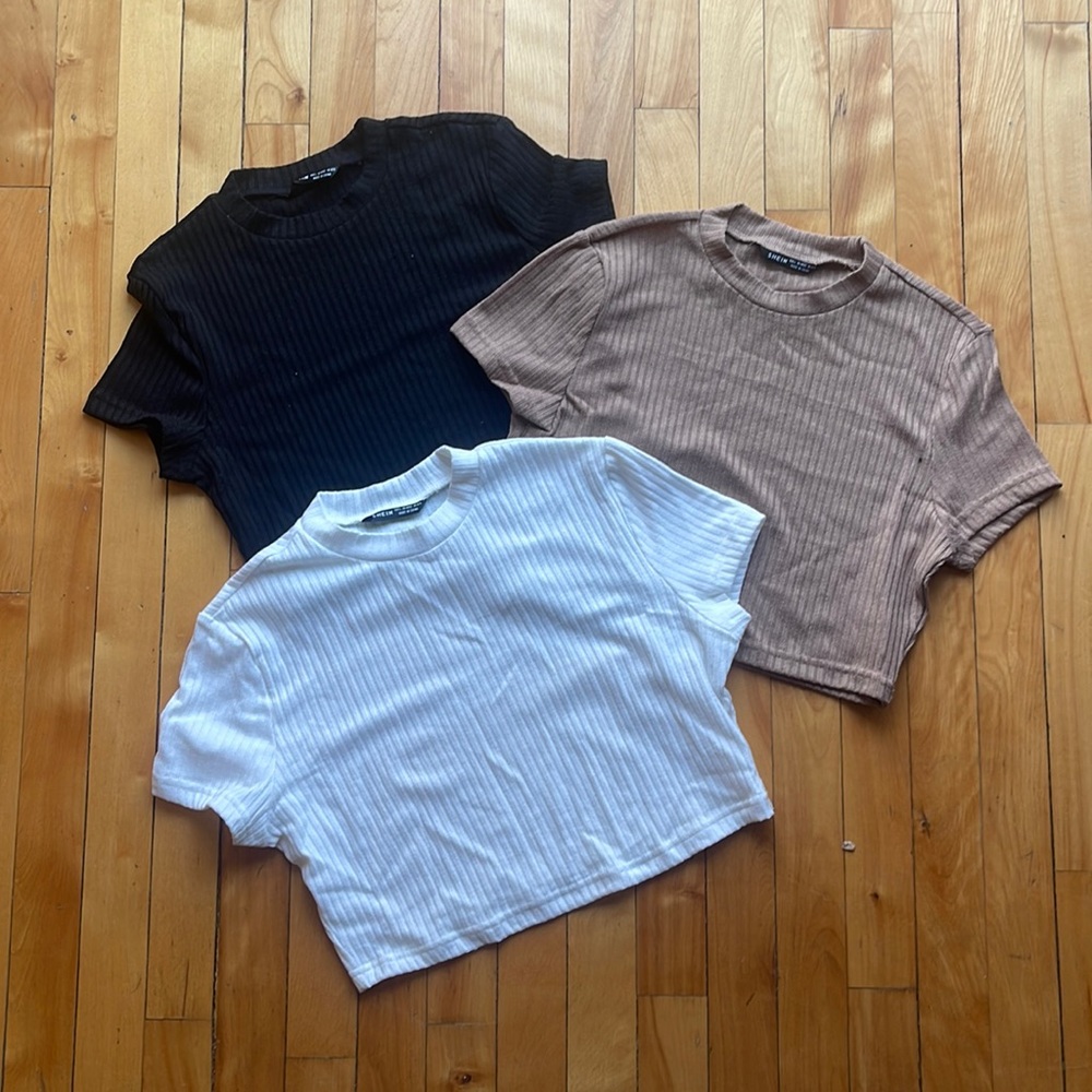 Shein Ribbed cropped tee (3 pack) ✨NEW✨